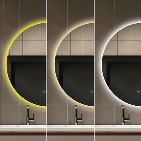 Oglindă Baie LED și Dezaburire ceas Premium cu Senzor Touch Lumina Rece Caldă și Neutră 90 cm lumina ambientala spate J170-90 Smack [6]