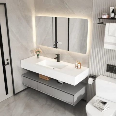 Oglindă Baie LED și Dezaburire Premium cu Senzor Touch Lumina Rece Caldă și Neutră 90x65 cm lumina ambientala spate ceas J174-9065 Smack [2]