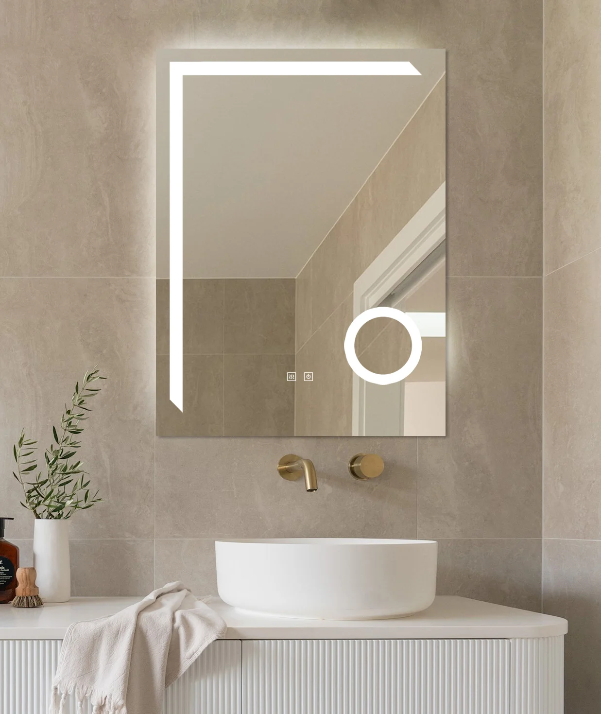 Oglinda Cu LED J101 pentru baie 60x80 cm Sistem Dezaburire Senzor Touch Trei Tipuri de Lumina Smack [6]