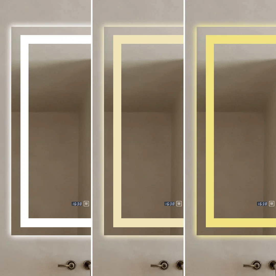 Oglinda Cu LED J109 pentru baie 60x80 cm  Sistem Dezaburire Senzor Touch Ceas Trei Tipuri de Lumina Smack [3]