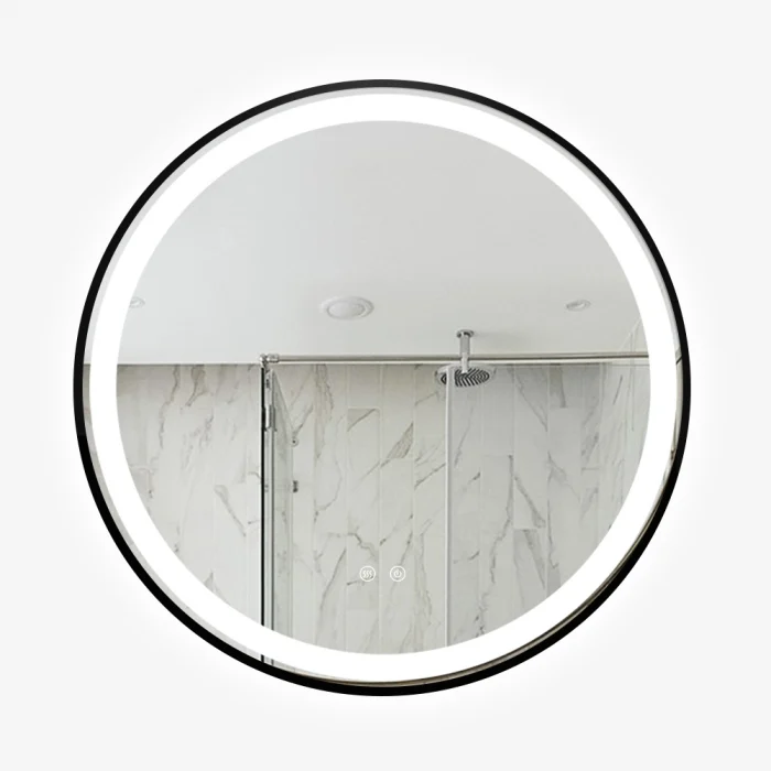 Oglinzi - Oglinda Cu LED J110 pentru baie 70 cm Sistem Dezaburire Senzor Touch Trei Tipuri de Lumina Rama Negru Mat Smack