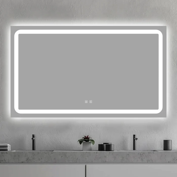 Oglinda Cu LED J123 pentru baie 120x70 cm Sistem Dezaburire Senzor Touch Trei Tipuri de Lumina [7]