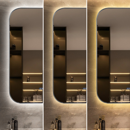 Oglinda Cu LED J187 pentru baie 60x80 cm Sistem Dezaburire Senzor Touch Ceas Trei Tipuri de Lumina Smack [4]