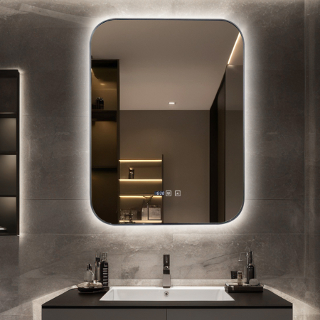 Oglinda Cu LED J187 pentru baie 60x80 cm Sistem Dezaburire Senzor Touch Ceas Trei Tipuri de Lumina Smack [6]