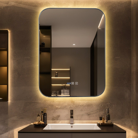 Oglinda Cu LED J187 pentru baie 60x80 cm Sistem Dezaburire Senzor Touch Ceas Trei Tipuri de Lumina Smack [8]