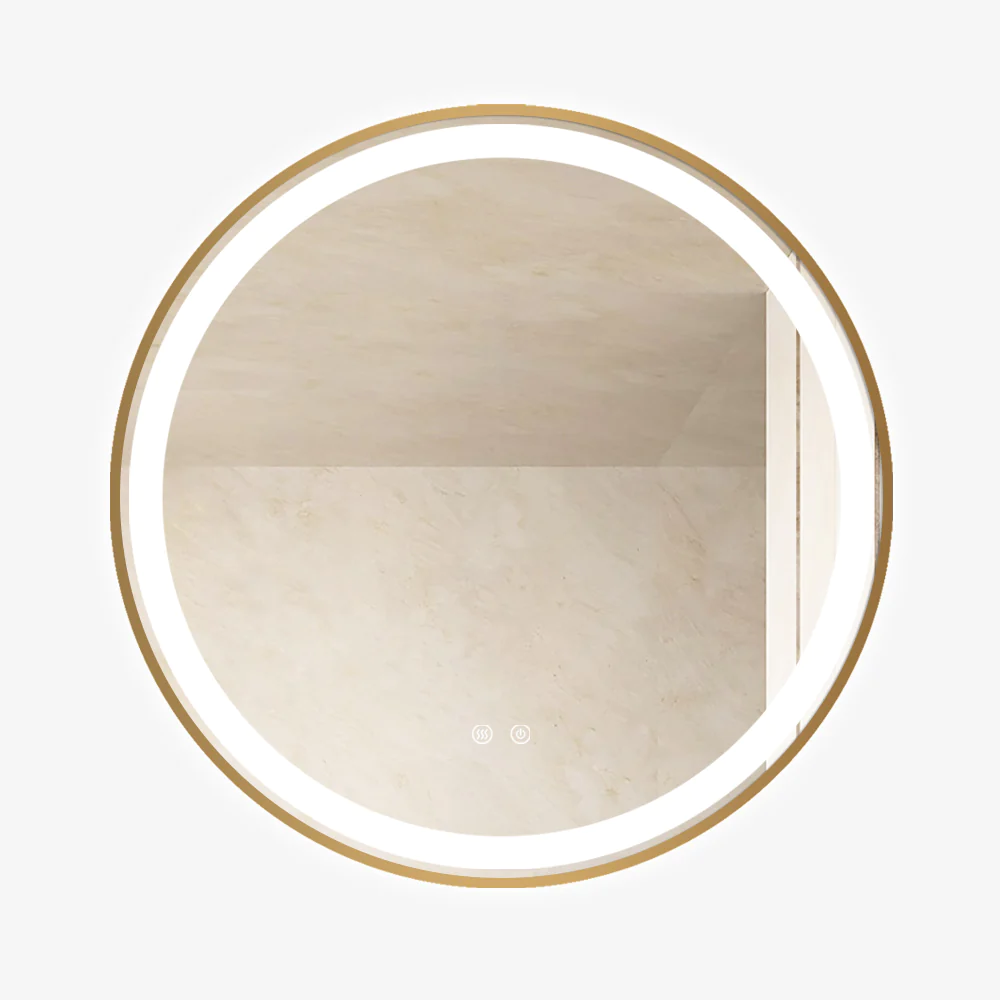 Oglinzi - Oglinda LED Rotunda 70 X 70 Cm Functie Dezaburire LED Touch Rama Aurie Doua Tipuri Lumina  J06-1 Smack