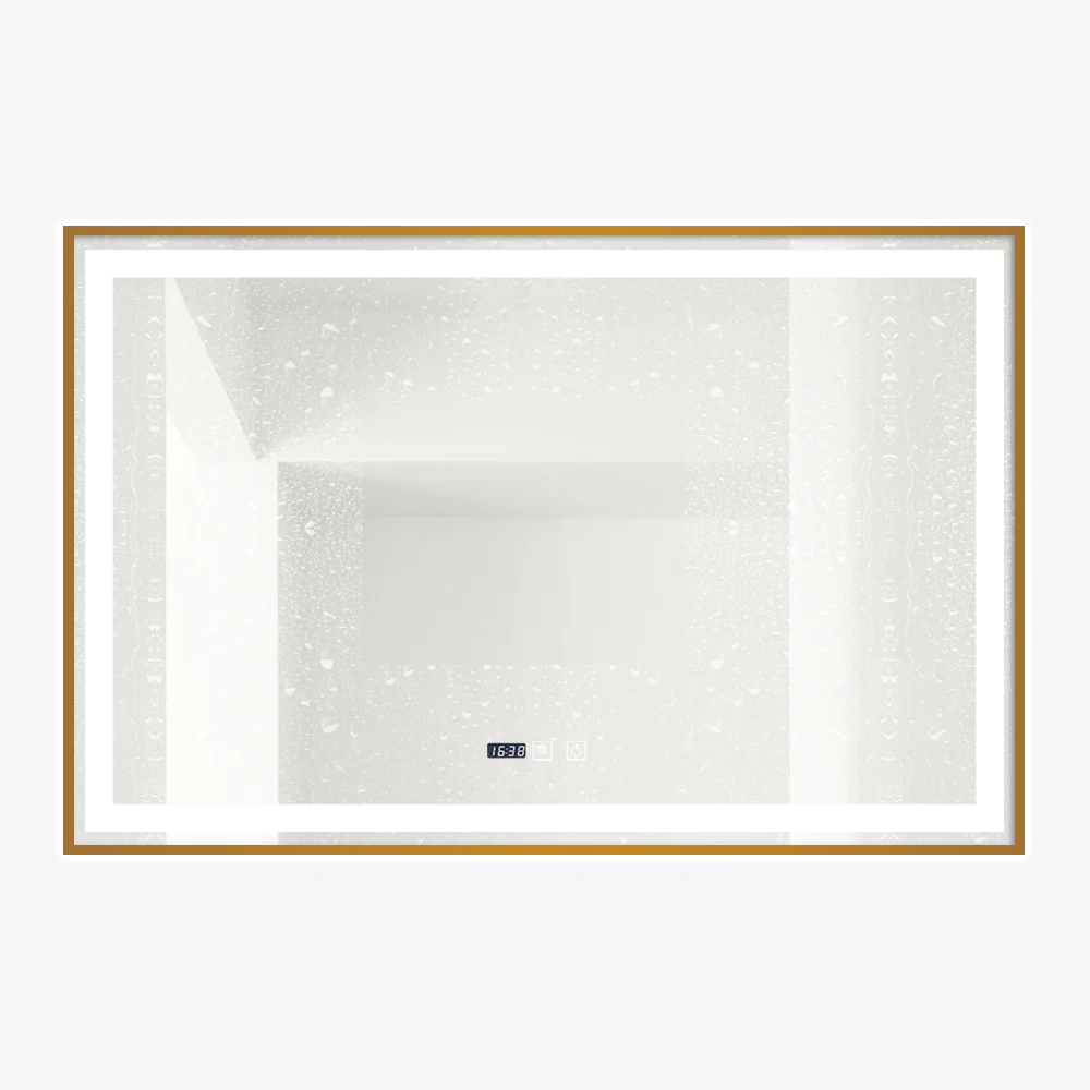 Oglinda Led Si Ceas Dezaburire Rama Rose Gold 100x65 cm Smack J28 [2]