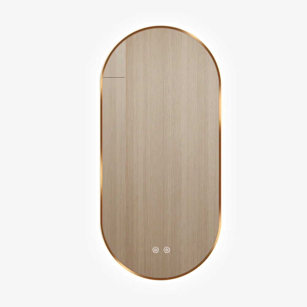 Oglinzi - Oglinda LED Si Touch 50 X 100 Cm Functie Dezaburire Rama Auriu-Bronz Trei Tipuri Lumina J179-50100 Smack