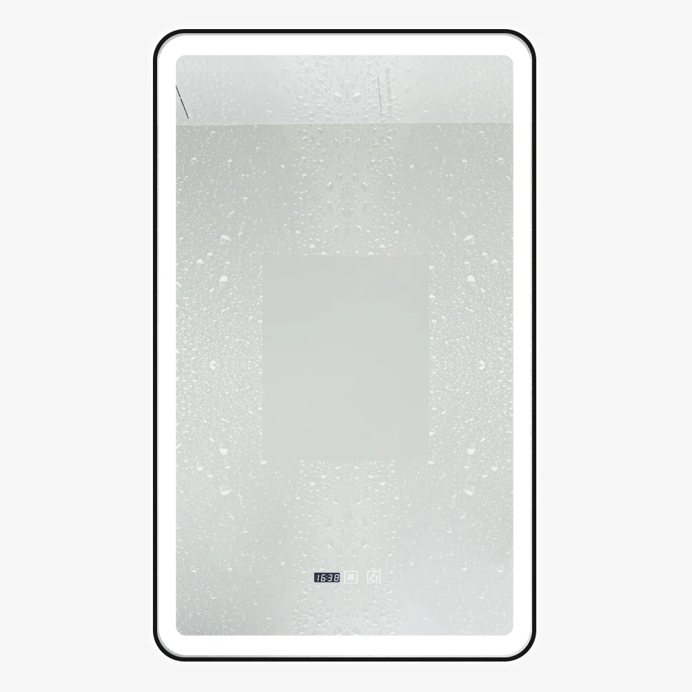 Oglinda LED Si Touch 60 X 100 Cm Cu Functie Dezaburire Si Ceas Rama Negru Mat J38 Smack [1]