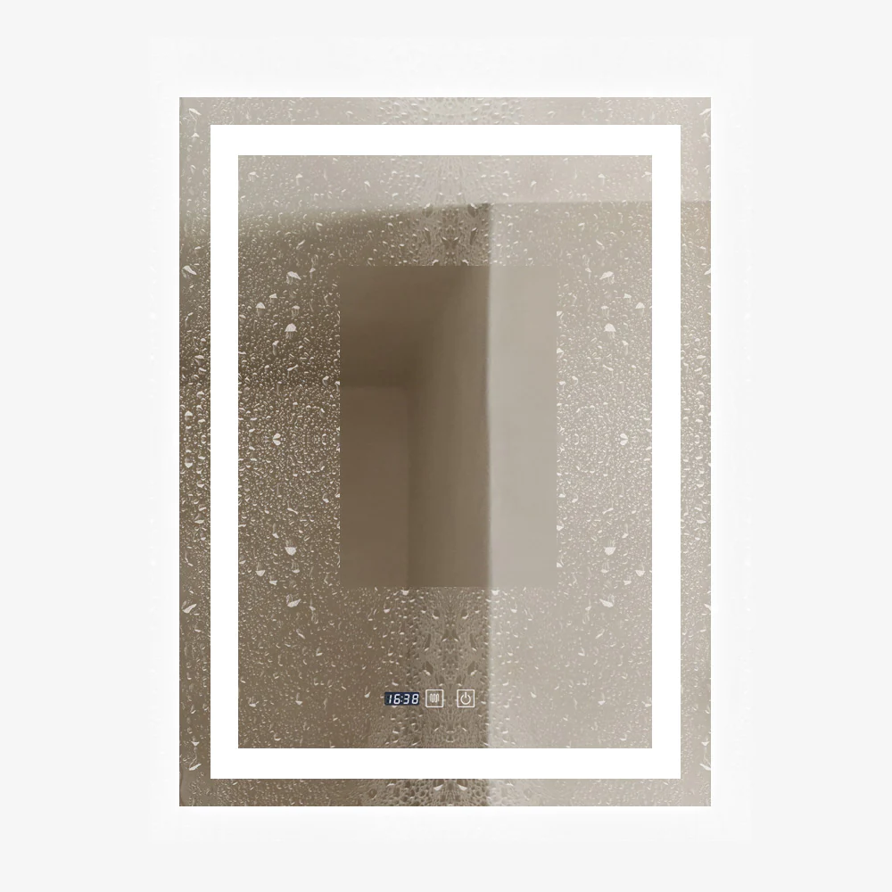 Oglinda LED Si Touch Cu Functie Dezaburire Si Ceas Doua Tipuri Lumina 60 X 80 Cm  J09-1 Smack [1]