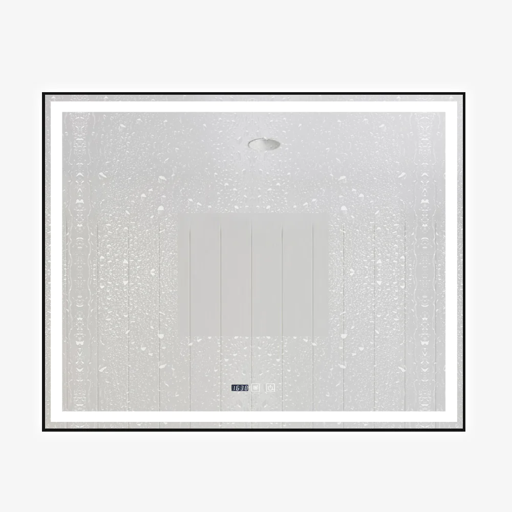 Oglinda LED Si Touch Cu Functie Dezaburire Si Ceas Rama Negru Mat 100 X 80 Cm J142 Smack [1]