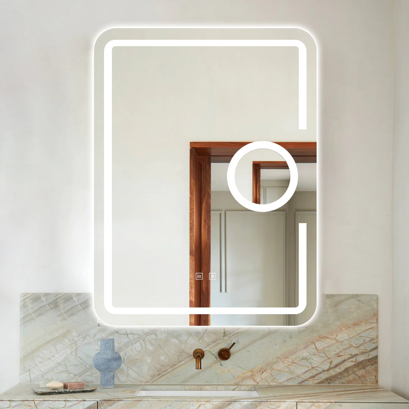 Oglinda LED Si Touch Cu Functie Dezburire 60 X 80 Cm Oglinda Mica Lupa Cosmetica Smack J15 [2]