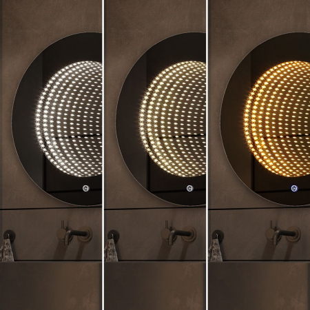 Oglinda LED Si Touch Rotunda 80 cm cu trei tipuri de lumina cu rama neagra Smack J183F-90 [6]