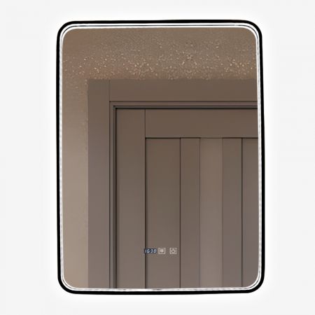 Oglinzi - Oglinda LED Si Touch Model 1068-B Cu Functie Dezaburire Si Ceas Rama Neagra 60 X 80 Cm Smack