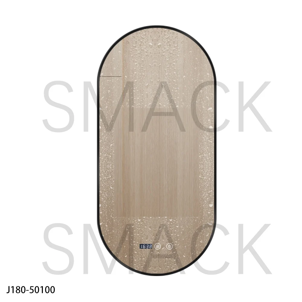 Oglindă LED Touch Premium Dezaburire Rama Negra 3 Tipuri Lumină 50/100 cm J180-50100 Smack [1]