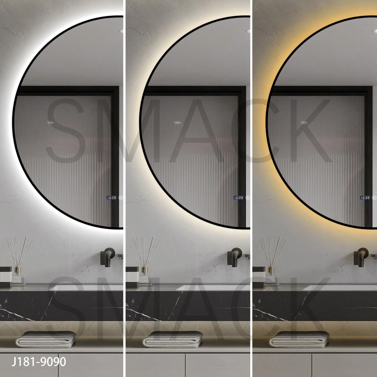 Oglindă LED Touch Premium Dezaburire Rama Negra 3 Tipuri Lumină  Smack J181-80 [5]