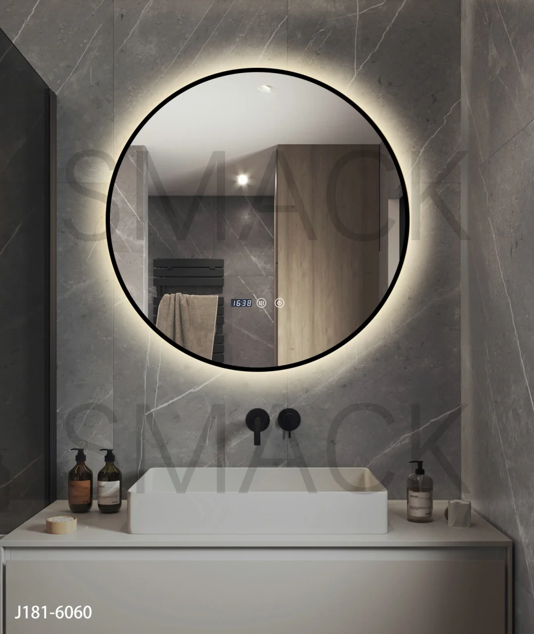 Oglindă LED Touch Premium Dezaburire Rama Negra 3 Tipuri Lumină  Smack J181-60 [3]