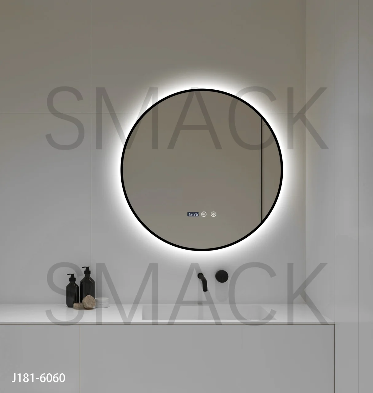 Oglindă LED Touch Premium Dezaburire Rama Negra 3 Tipuri Lumină  Smack J181-60 [1]