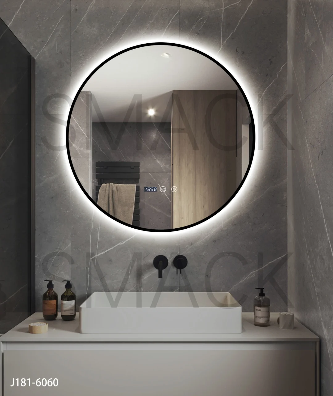 Oglindă LED Touch Premium Dezaburire Rama Negra 3 Tipuri Lumină  Smack J181-60 [2]