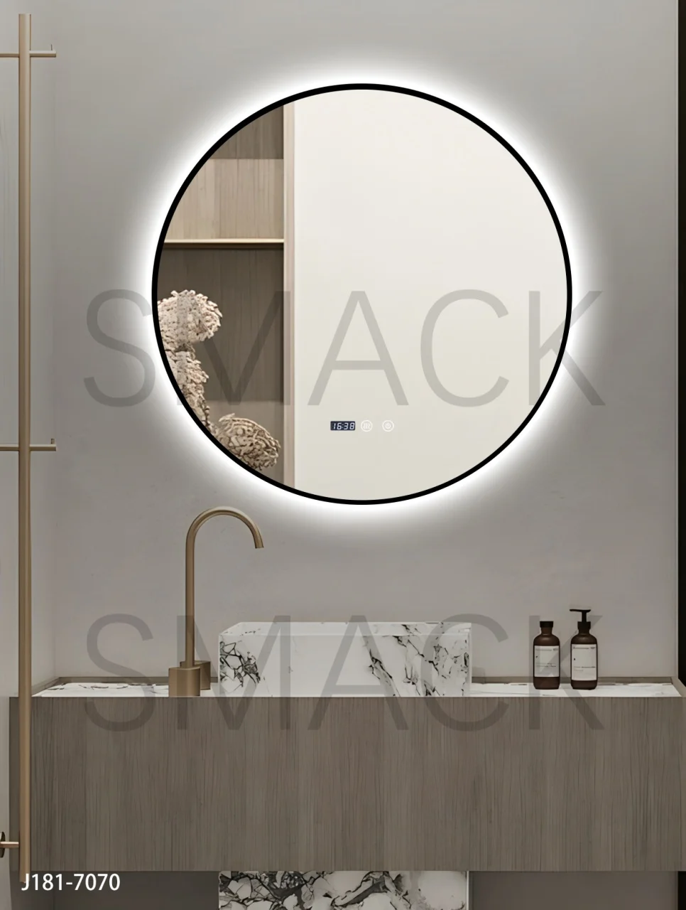 Oglindă LED Touch Premium Dezaburire Rama Negra 3 Tipuri Lumină  Smack J181-70 [3]