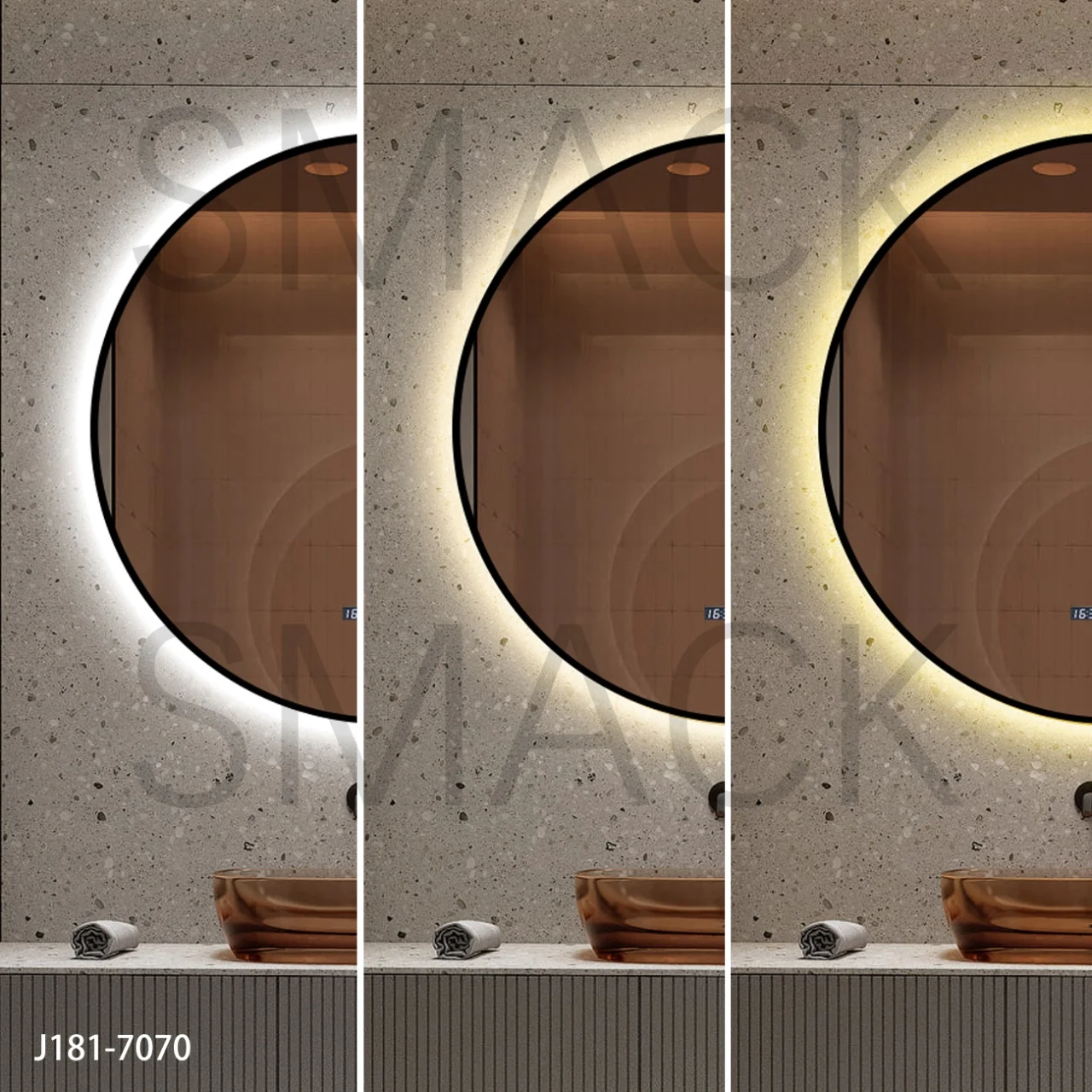 Oglindă LED Touch Premium Dezaburire Rama Negra 3 Tipuri Lumină  Smack J181-70 [4]