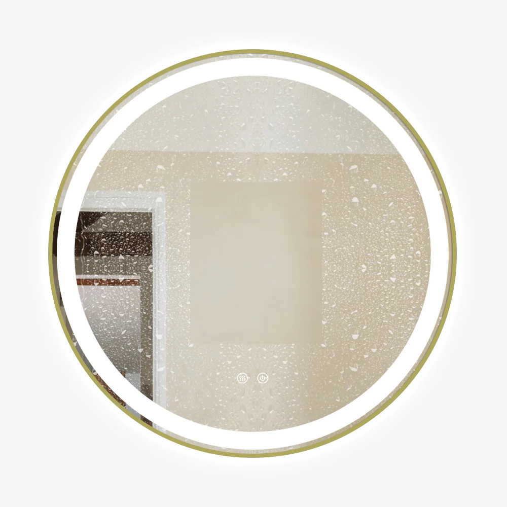 Oglinda Rotunda 70 X 70cm Iluminta Functie Dezaburire Rama Bronz Antichizat Led Touch Smack J26 [1]