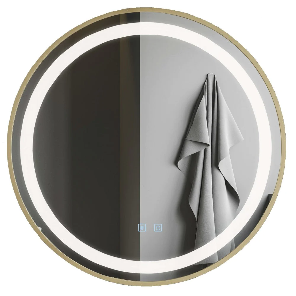 Oglinda Rotunda 70 X 70cm Iluminta Functie Dezaburire Rama Bronz Antichizat Led Touch Smack J26 [2]