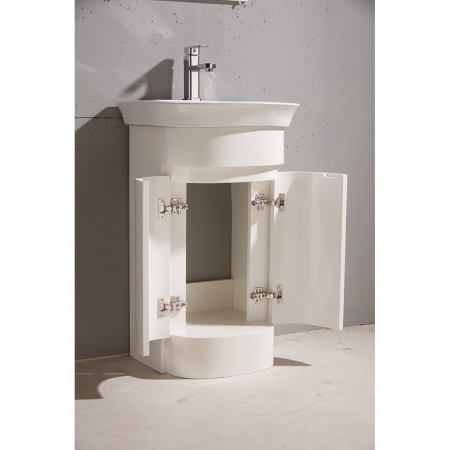Set Mobilier Baie Smack Lavoar Ceramic Si Oglinda 7384 Alb 60 cm [2]
