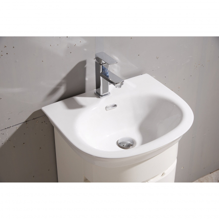 Set Mobilier Baie Smack Lavoar Ceramic Si Oglinda 7384 Alb 60 cm [1]