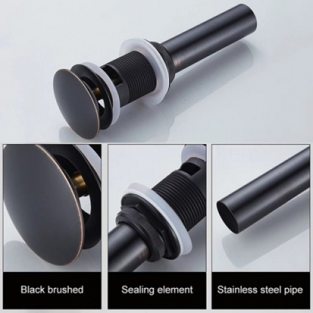 Sifon Lavoar Cu Ventil Fara Prea Plin Negru Antichizat 8019 Smack [1]