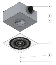 Difuzor arhitectural ECHO 595x595| Difuzor cu orificii circulare pentru ventilație [3]