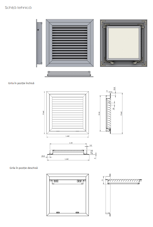 Grila de aspiratie din aluminiu alb cu usa de acces tip click si filtru G4 model SD-D [2]