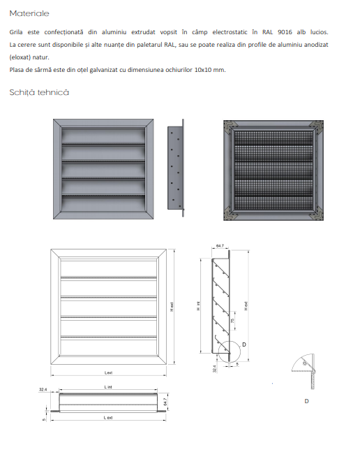 Grila de ventilatie pentru exterior antiploaie cu plasa de sarma model WPL [2]
