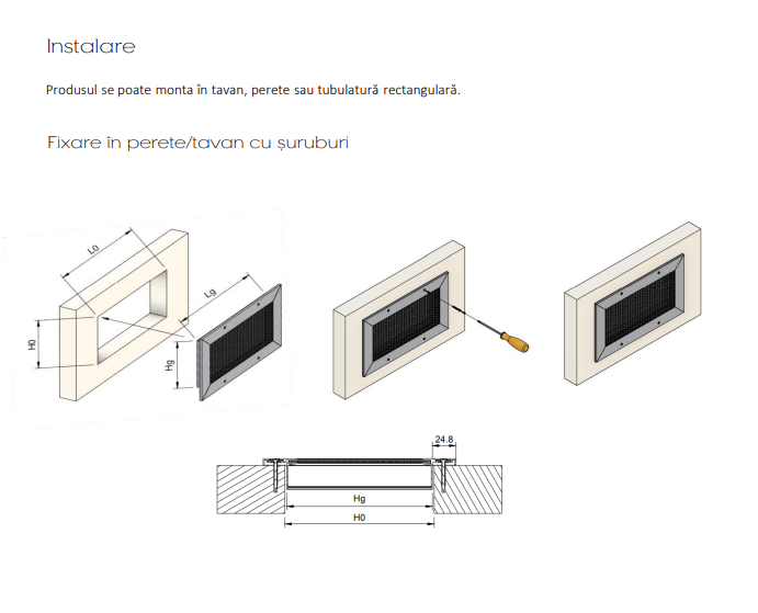 Grila de refulare si mascare din otel si aluminiu cu racord model RP-R [3]
