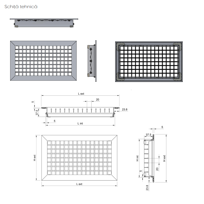 Grila dubla deflexie din aluminiu cu lamele reglabile DD [2]