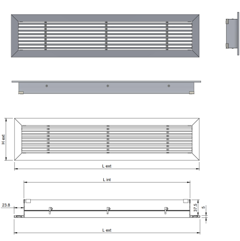 LB-0 Grilă liniară decorativă din aluminiu pentru introducerea și evacuarea aerului [2]
