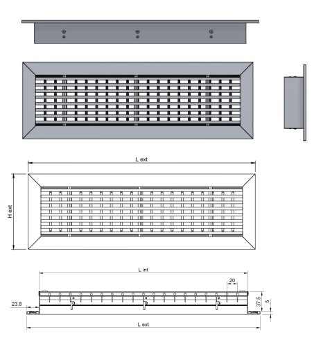 LBD-15 Grilă liniară decorativă  din aluminiu pentru ventilație - Montaj pe tavan sau perete [2]