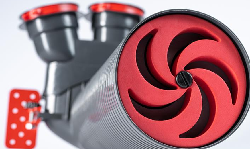 Plenum alimentare/evacuare cu tehnologie OneClick® HEATPEX ARIA CONNECT, 2 prize x Ø90 [mm], terminal Ø125 [mm], material PP, suprafață antibacteriană, clasă etanșeitate ATC 1 [4]