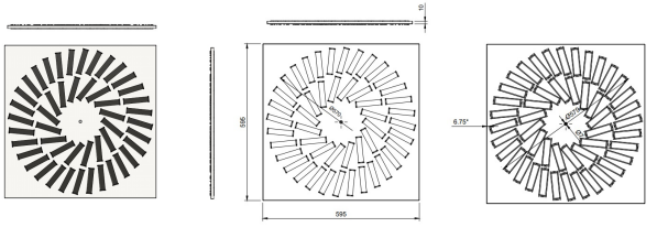 SW-R 48 Difuzor Turbionar 595×595mm pentru Introducerea și Evacuarea Aerului - Lamele Ajustabile și Performanță Ridicată [2]