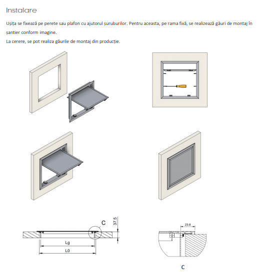 Usa de vizitare din aluminiu vopsit alb RAL 9016 model AD cu sistem de deschidere click prin apasare [3]