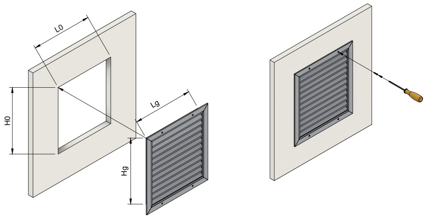 WPL-S Grilă Ventilație Exterioară  – Lamelele Antiploaie, Montaj Fațadă [4]