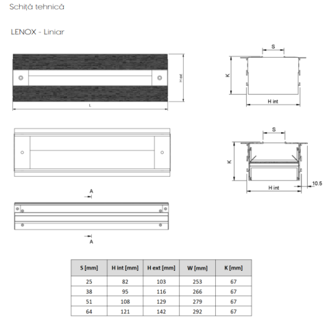 Difuzor liniar arhitectural integrat in tavan fals LENOX [1]