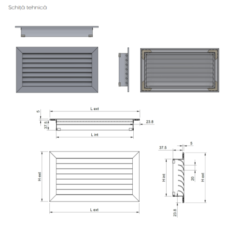 Grila aspiratie cu lamele fixe la 45 grade SD [1]