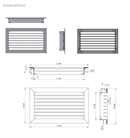 Grila aspiratie si refulare aluminiu cu lamele mobile DD-1 [1]