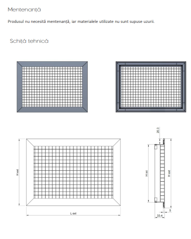 Grila aspiratie din aluminiu cu design tip fagure EG-0 [1]