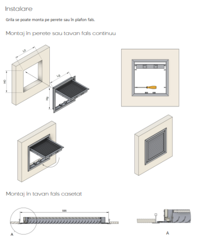 Grila de aspiratie din aluminiu alb cu usa de acces tip click si filtru G4 model SD-D [2]