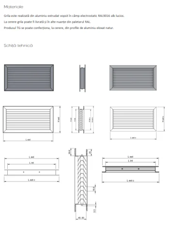 Grila de transfer din aluminiu alb cu lamele in forma de V model TG [1]