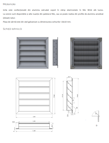 Grila de ventilatie pentru exterior antiploaie cu plasa de sarma model WPL [1]