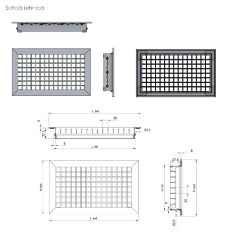 Grila dubla deflexie din aluminiu cu lamele reglabile DD [1]
