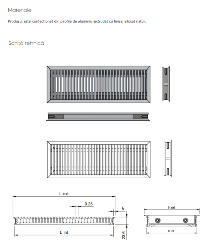 Grila liniara de pardoseala din aluminiu eloxat natur model WAVE [1]
